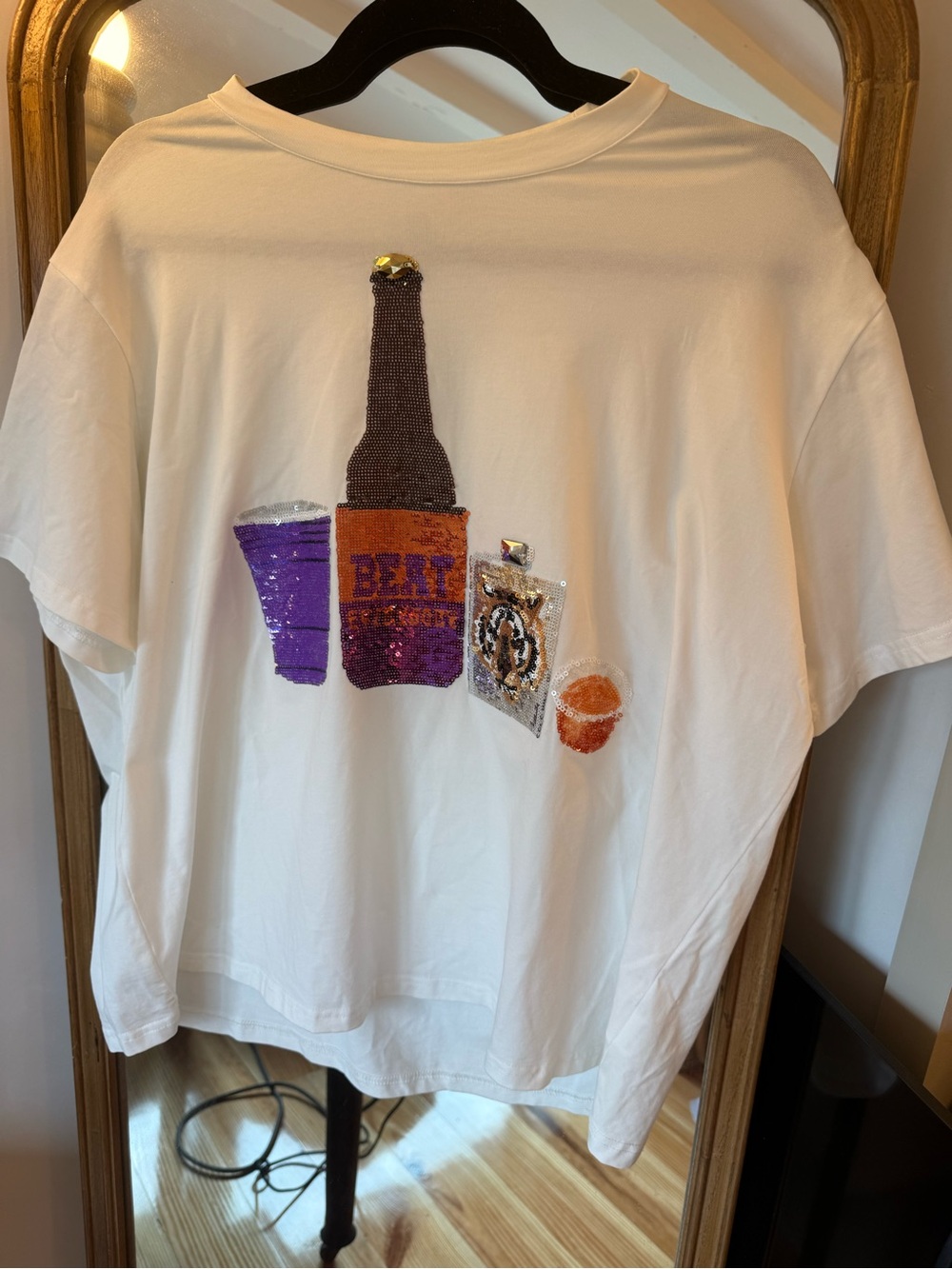 White Sequin Beverage Graphic Tee